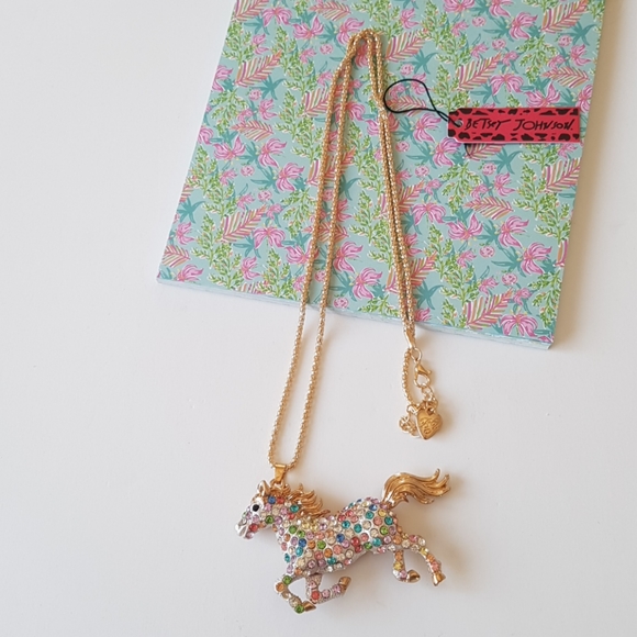 Betsey Johnson Style Multicolored Horse Necklace Pendant Chain - Picture 4 of 7